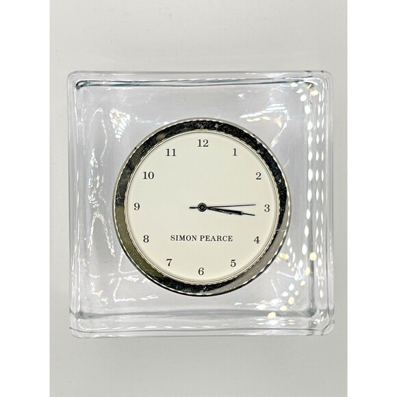 Simon Pearce Woodbury Square Modernist Glass Clock Working Condition - Picture 1 of 6